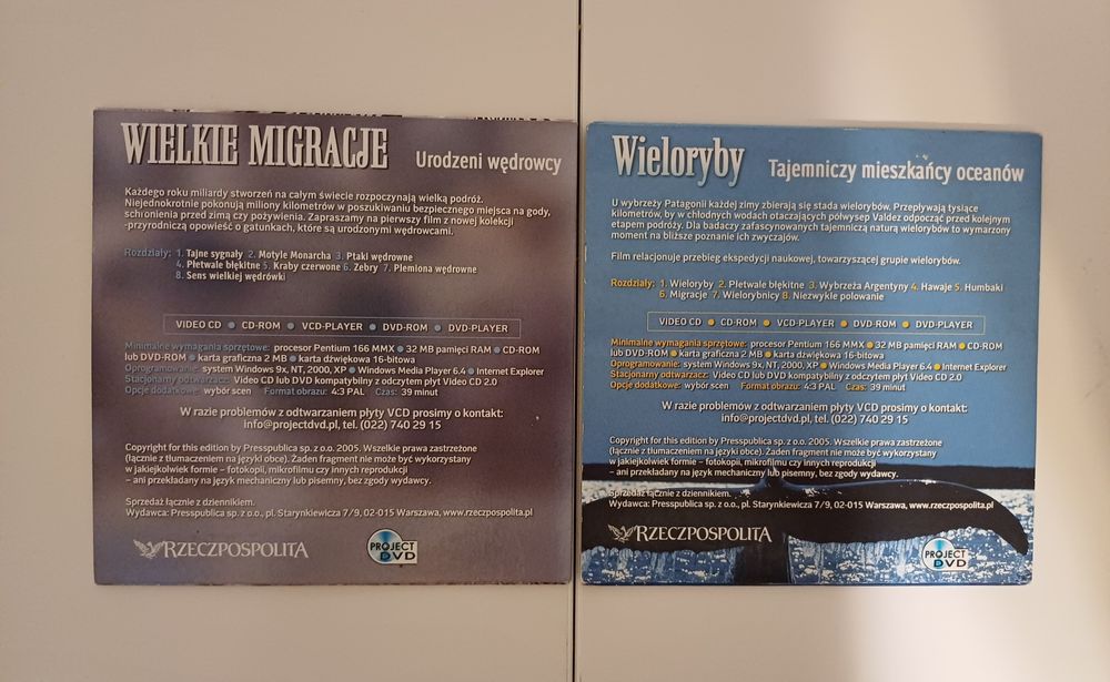 Wielkie migracje, Wieloryby, płyta DVD