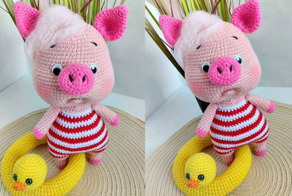 Новая вязаная Мягкая игрушка Поросёнок Хрюша Prezzzent_ Ручная работа