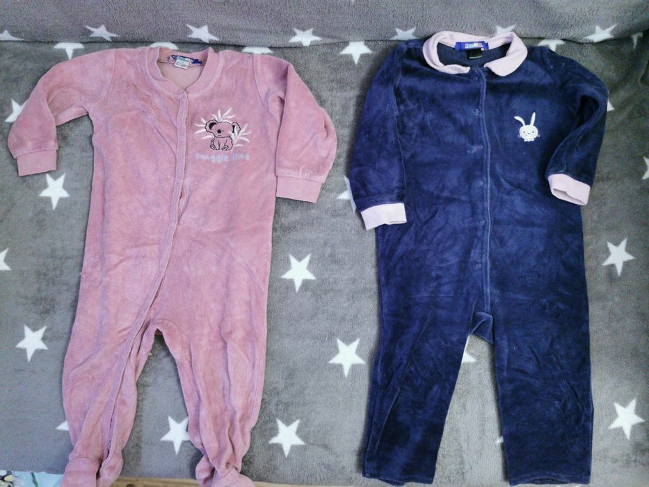 Zestaw 2 pajac pajacyk welurowy r. 74