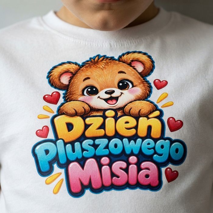 Koszulka dziecięca Dzień Pluszowego Misia z misiem 100% bawełna