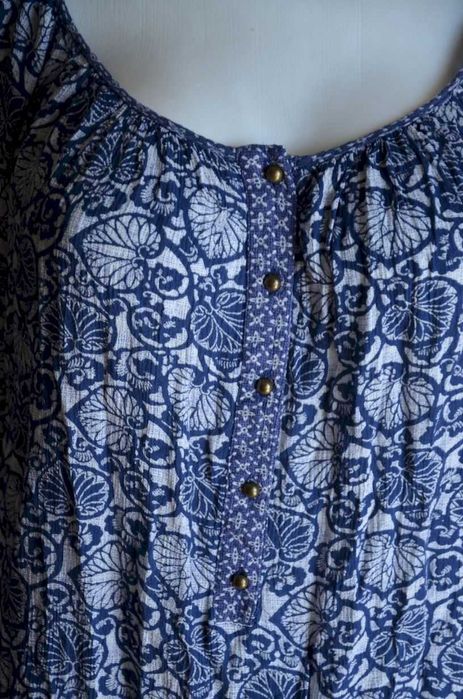 Bluzka niebieska boho z długim rękawem H&M XXL 44