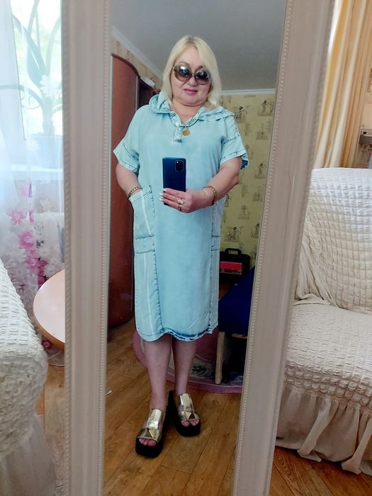Edoline Sassofono лёгкое, натуральное (джинс варенка) платье  48-50
