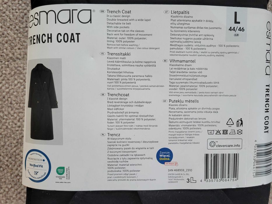 Płaszczyk czarny 44/46