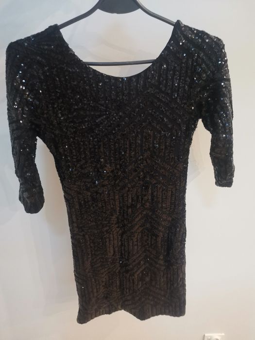 Czarna sukienka mini cekiny S (36)