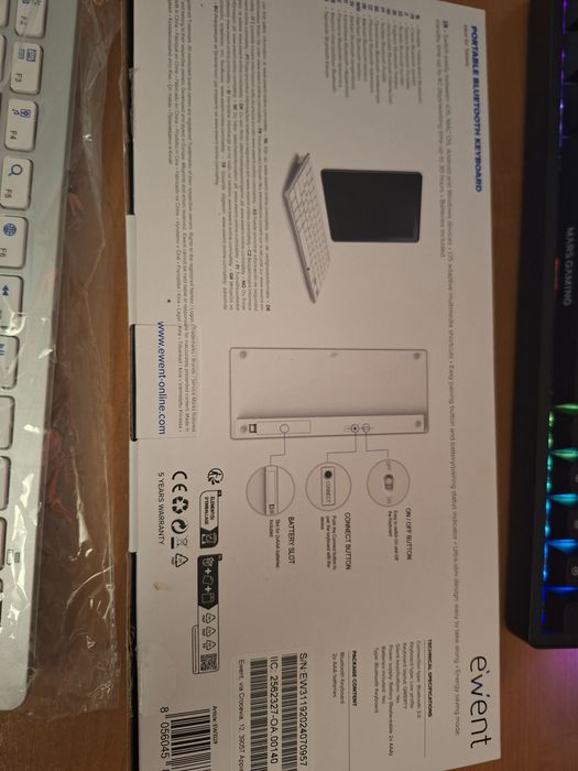 Slim Bluetooth Keyboard by Ewent, Portuguese Layout64729875555074122