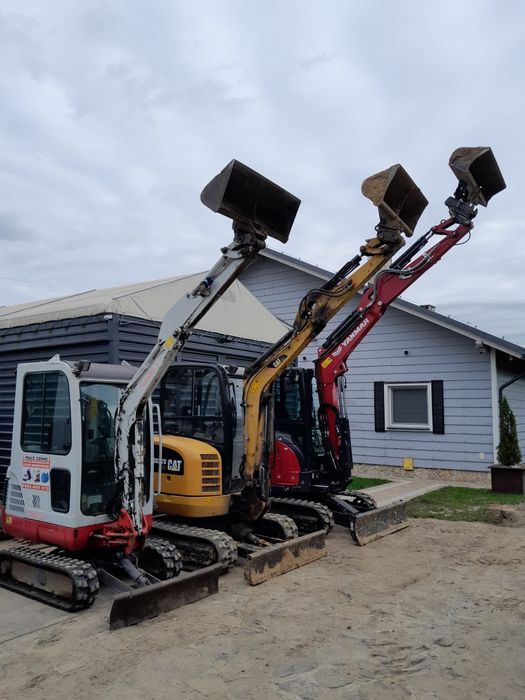 Koparka minikoparka przyłącza wodno-kanalizacyjne izolacje odwodnienia