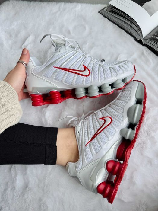 Мужские кроссовки Nike Shox TL White/Red Premium. 40-45