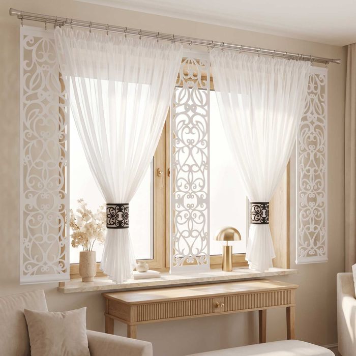 3 Panele Ażurowe 30X130Cm Plus Kokony Karnisz 2,5M