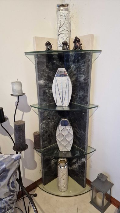 Mobília de sala completa em mármore e vidro