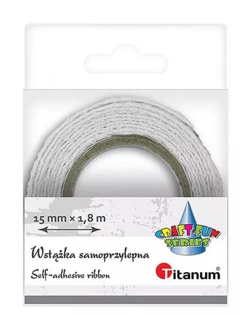 Wstążka bawełniana koronka 15mmx1.8m biała. Titanum