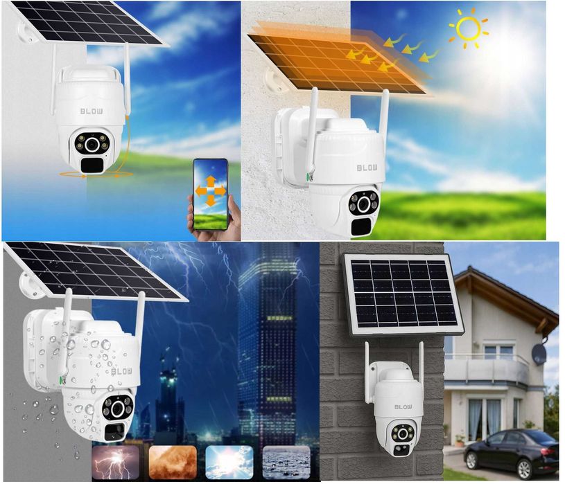 Kamera 4G LTE IP Panel Solarny Zewnętrzna Obrotowa Monitoring Noc 3MPX