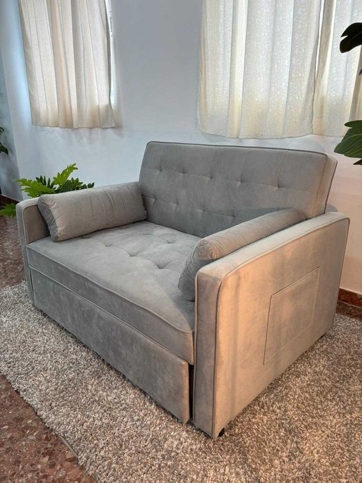 oferta sofa cama cinza novo envio gratis