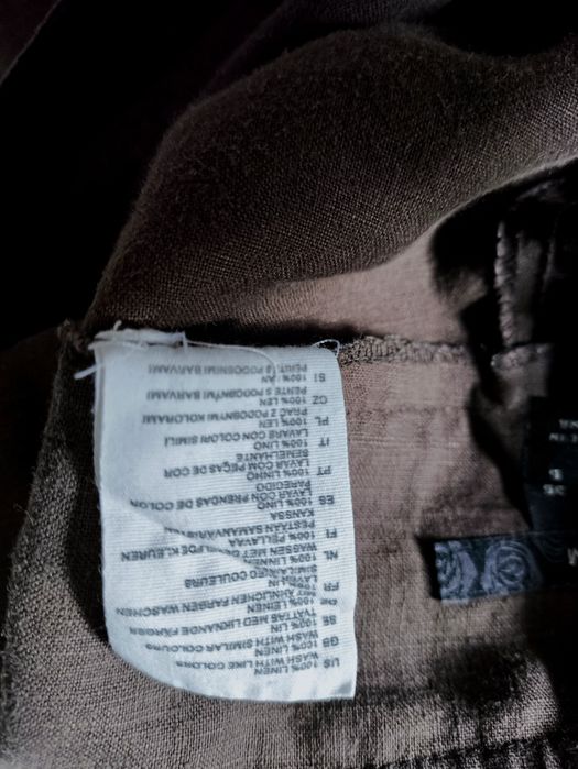 HM 36 S / 38 M spodnie lato 100% len brąz szerokie nogawki