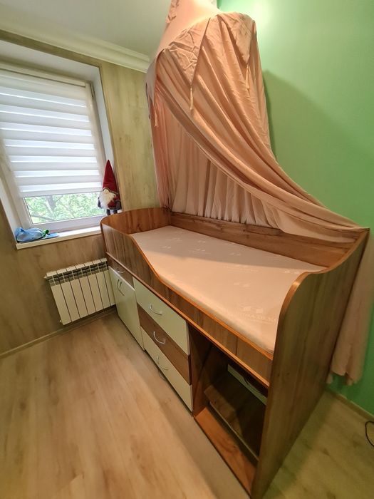 Дитяче ліжко горище  трансформер Тахо білий зі столом, шафою, шухлядами та сходами