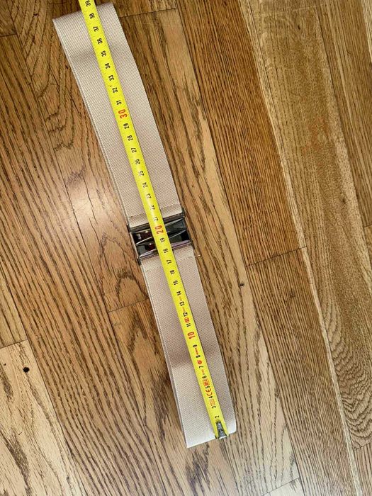 pasek guma elastyczny klamra srebrna bezowy ecru 80cm