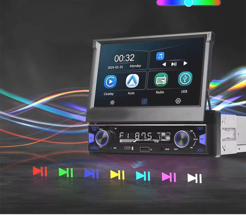 RÁDIO MULTIMÉDIA UNIVERSAL 1 DIN 7" CARPLAY / ANDROID 13 AUTO