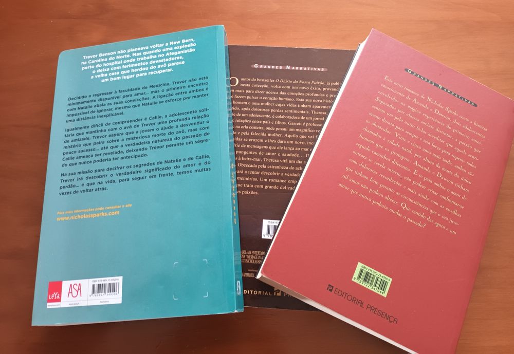 Três livros do escritor Nicholas Sparks
"As Palavras que nunca te dire