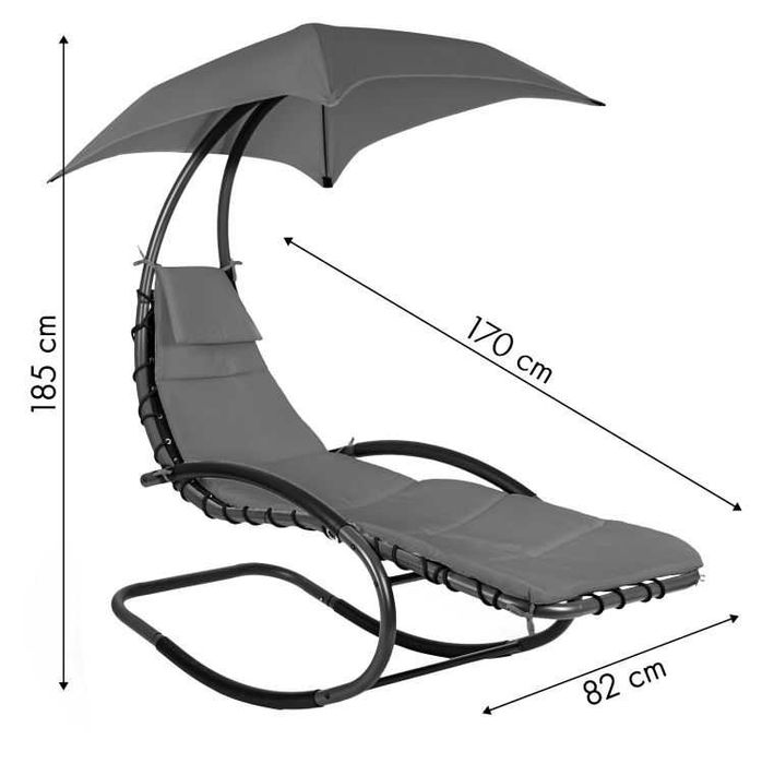 LEŻAK OGRODOWY bujany leżanka / fotel - SZARY
