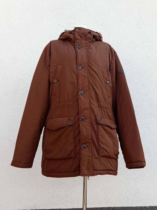 Męska kurtka zimowa J.Lindeberg XXL brązowa gruba ściągana długa parka