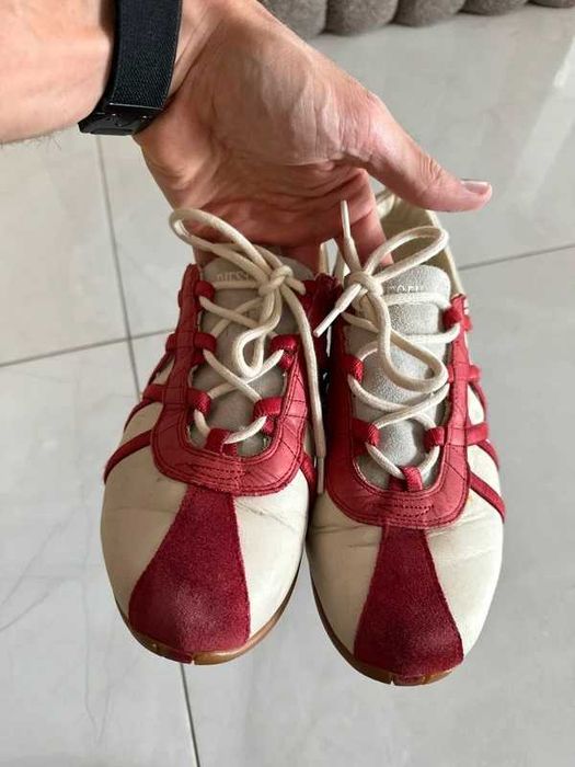 Buty vtg y2k Diesel Cielo Shoes Leather Suede Sneakers Beige Red 39