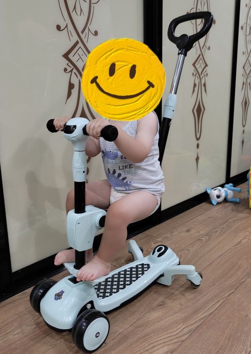 Самокат Scooter  музичний 3 в 1 з сидінням та батьківською ручкою