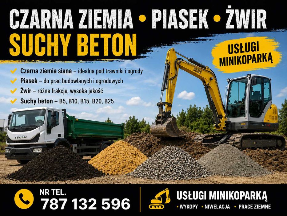 Czarnoziem/Suchy Beton/Piasek 02, 04/Kamień Otoczak