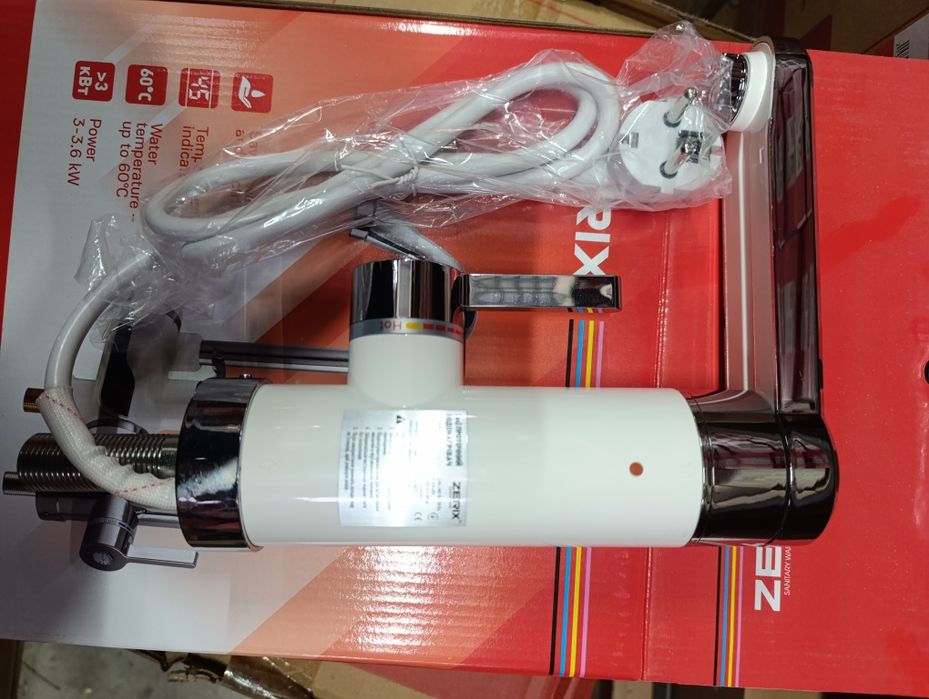 Проточний водонагрівач Zerix ELW30-E | Кран з підігрівом 3.6 кВт