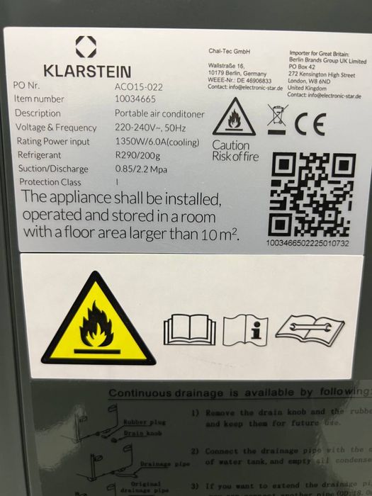 Кондиціонер мобільний Smart з Німеччини KLARSTEIN Kraftwerk 12K 10034665