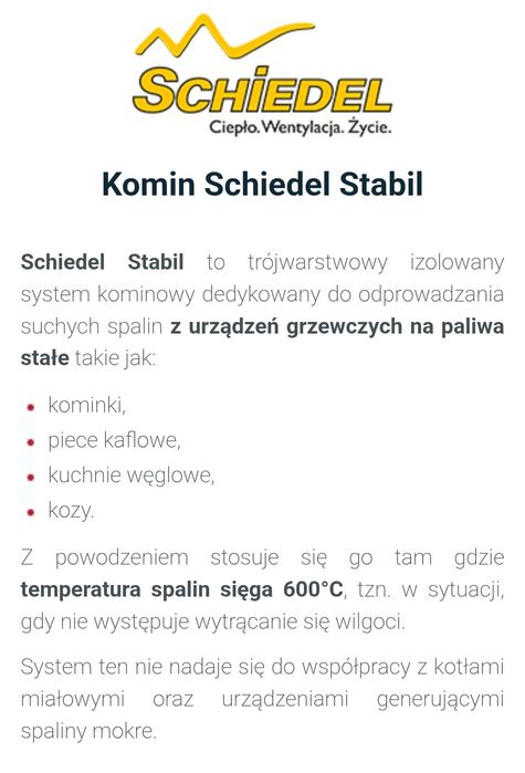 Komin systemowy SCHIEDEL STABIL20 2.100 zł brutto