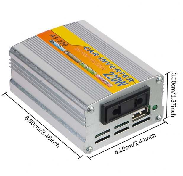 Przetwornica napięcia samochodowa - falownik - 12V/230V - 220W - 6szt