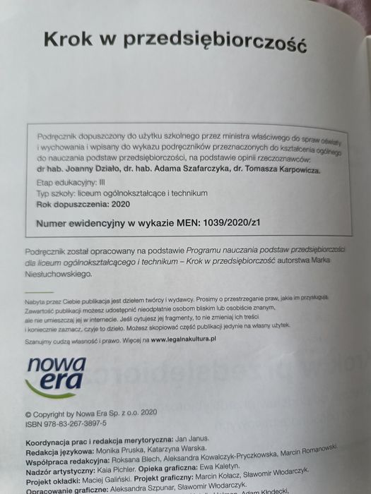 Sprzedam podręcznik KROK w PRZEDSIĘBIORCZOŚĆ