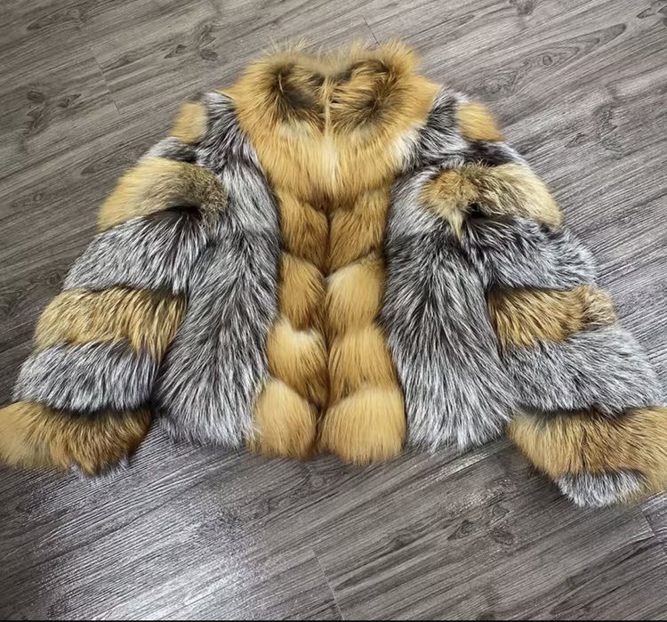 Kontantto futro rudo srebrne  naturalne cieple lekkie xs-3xl