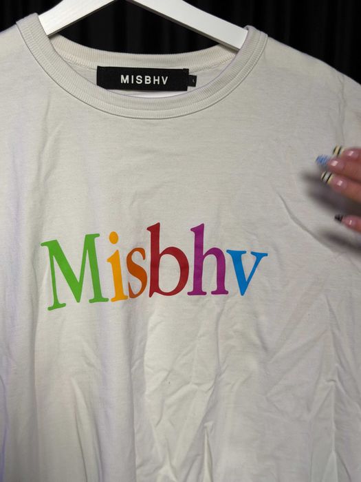 Koszulka MISBHV logo tęczowe kremowa t-shirt rozmiar L