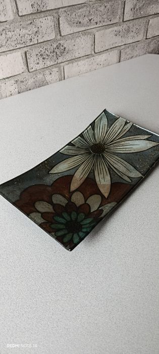 Szklana patera prostokątna dekoracyjna