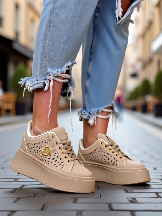 4 KOLORY 36 37 38 Sneakersy 39 40 41 trampki na platformie ażurowe MS