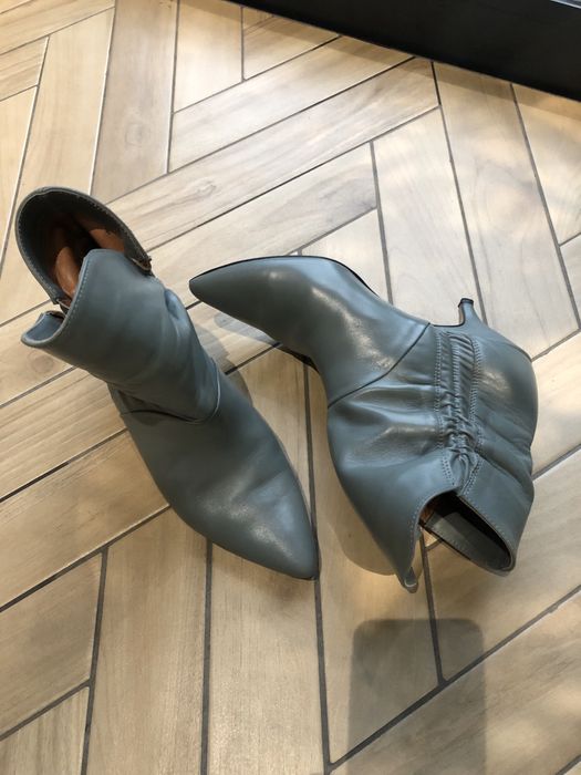 Botki L37, rozmiar 38, szary, skóra, stan bdb