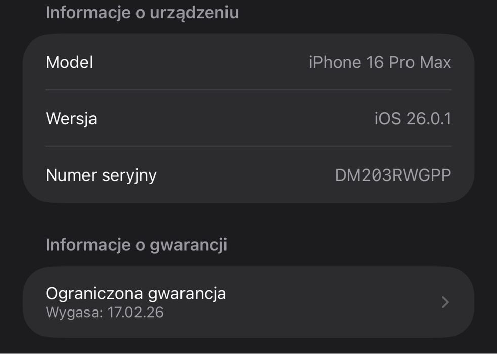 iPhone 16 Pro Max  / gwarancja Apple / 100% bateria / ogloszenie priv