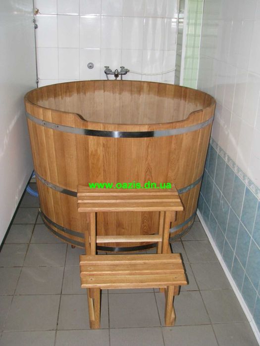 Купель кругла для лазні та сауни з дуба. купель деревянная