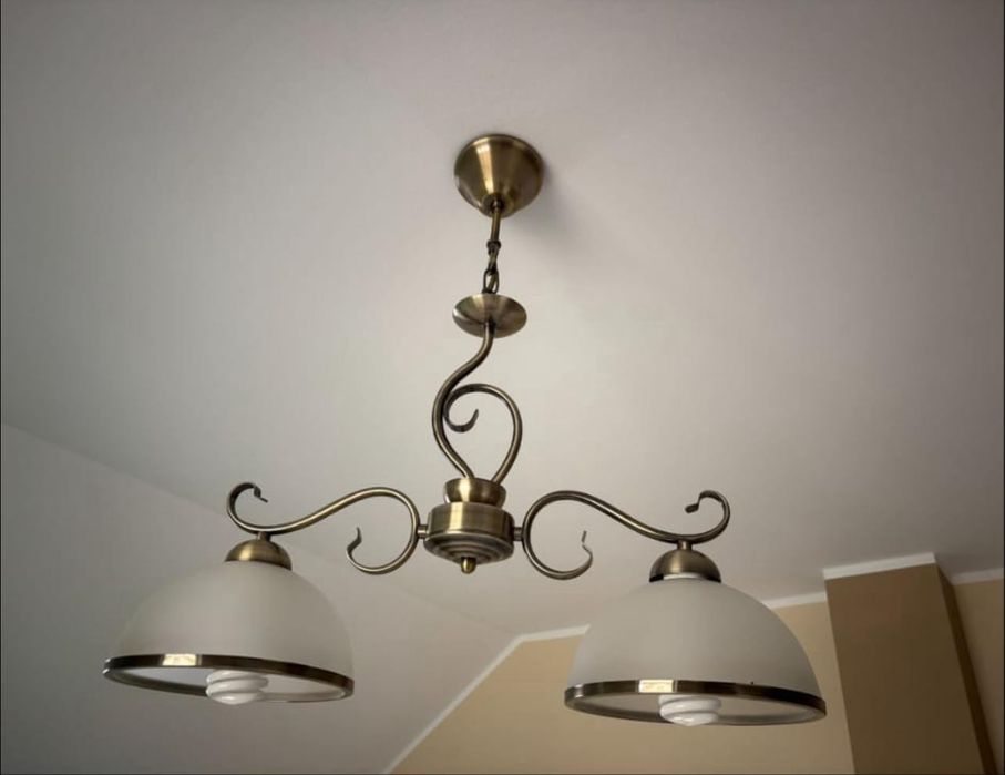 Lampa wisząca sufitowa vintage, mosiężna