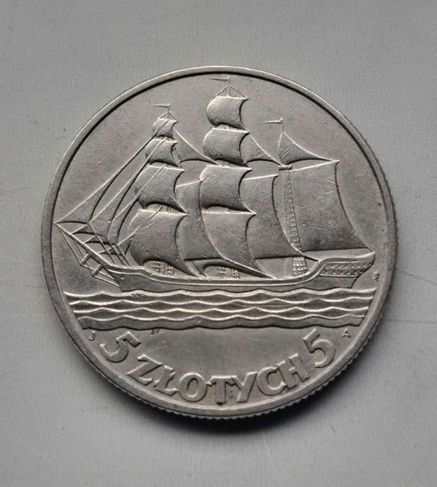 Moneta 5 zł żaglowiec z 1936