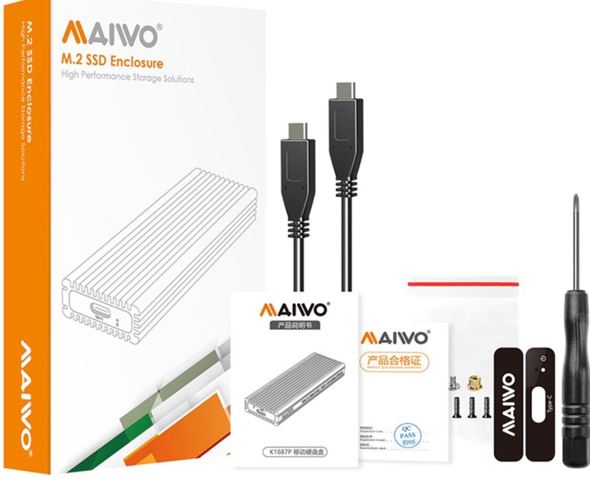 Зовнішня кишеня Maiwo для M.2 SSD NVMe (PCle) / M.2 SSD SATA - USB 3.1