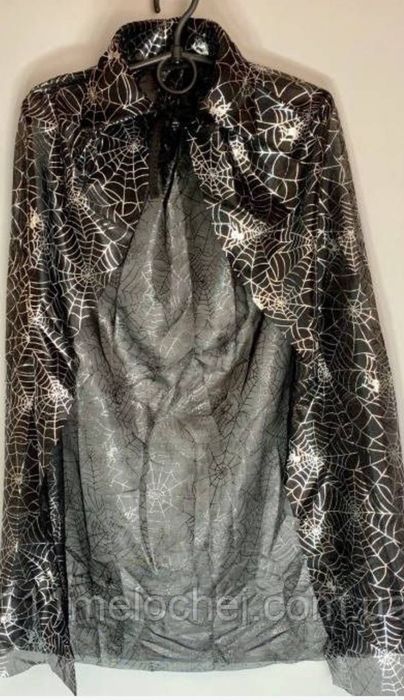 Плащ чорний з срібним павутинням на Хелловін
павутинням
павутинням
