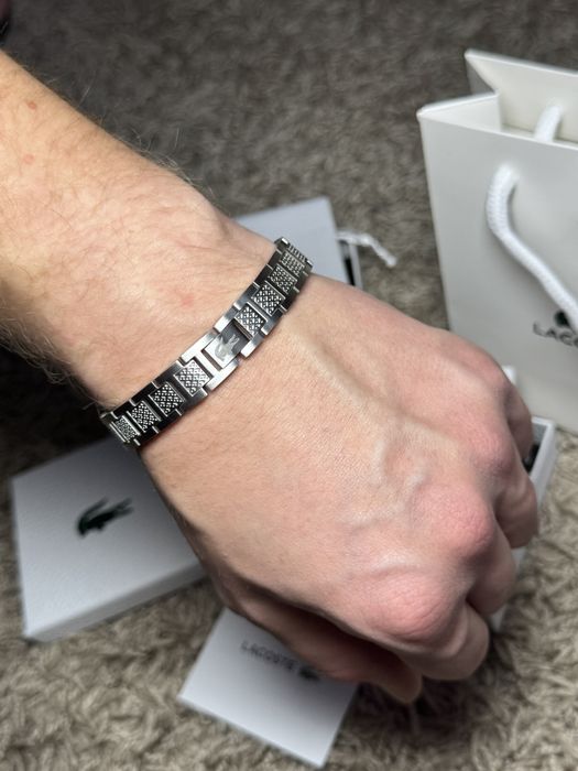 Браслет лакоста Lacoste срібний чорний