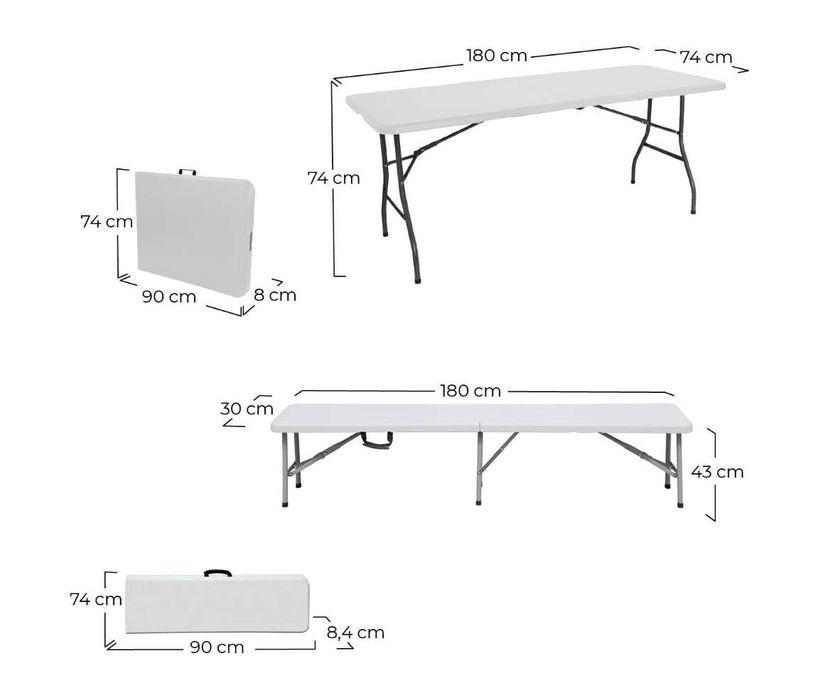 Conjunto de Campismo Dobrável, Branco (SELADO, NOVO)