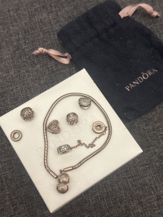 Pandora gold Rose - браслет и подвеска