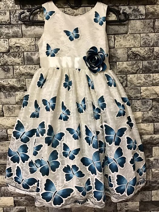 Нарядне пишне біле плаття метелик платье нарядное бабочка 3-5 сукня