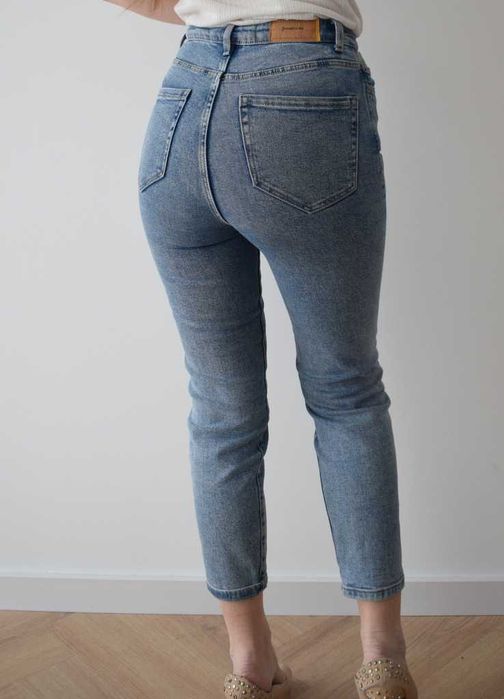 Stradivarius mom slim jeansy grube wysoki stan spodnie 36 s