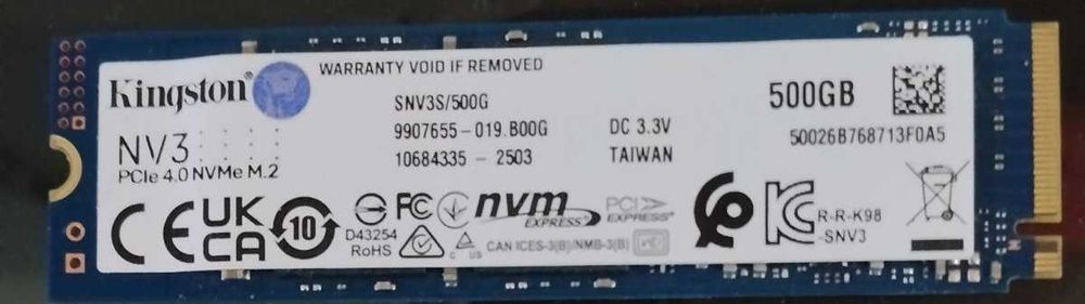 Диск nvme kingston snv3s\500g