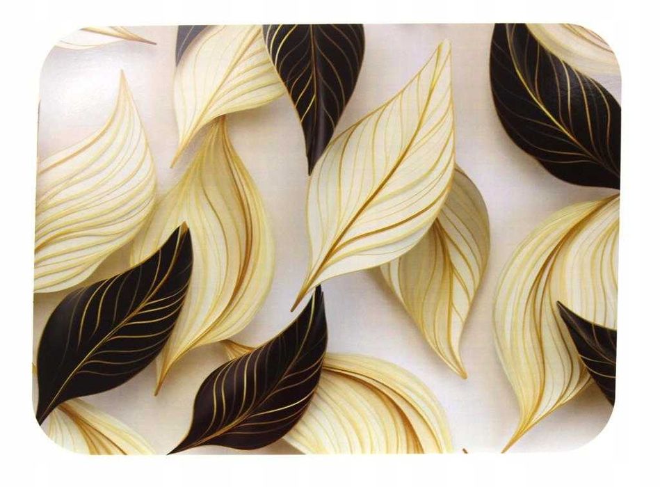 Mata stołowa 40x30 cm LIŚCIE CZARNO-KREMOWE