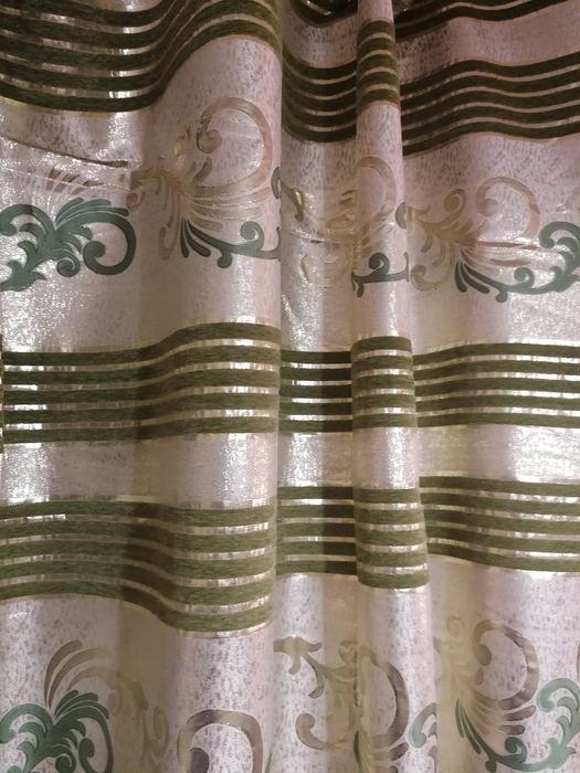 Zasłony z metra DEKORACYJNE zielen+złoto szer 280 cm OBNIZKA